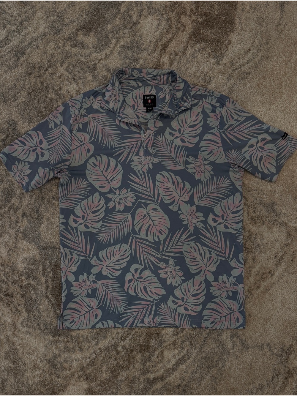 Blue Floral-Print Polo Shirt